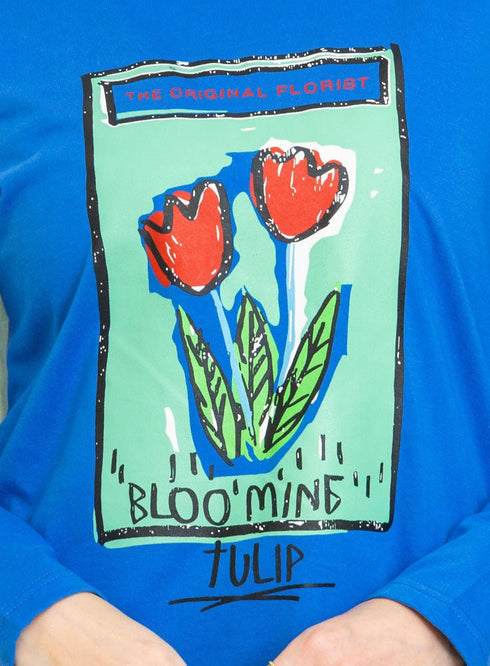 Royal Blue Printed Long - Sleeve Design 11 - Khotwh